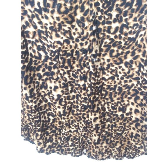 NWOT Cotton Express Top Animal Print Collar front & Back buttons long Sz M brown - Picture 7 of 8